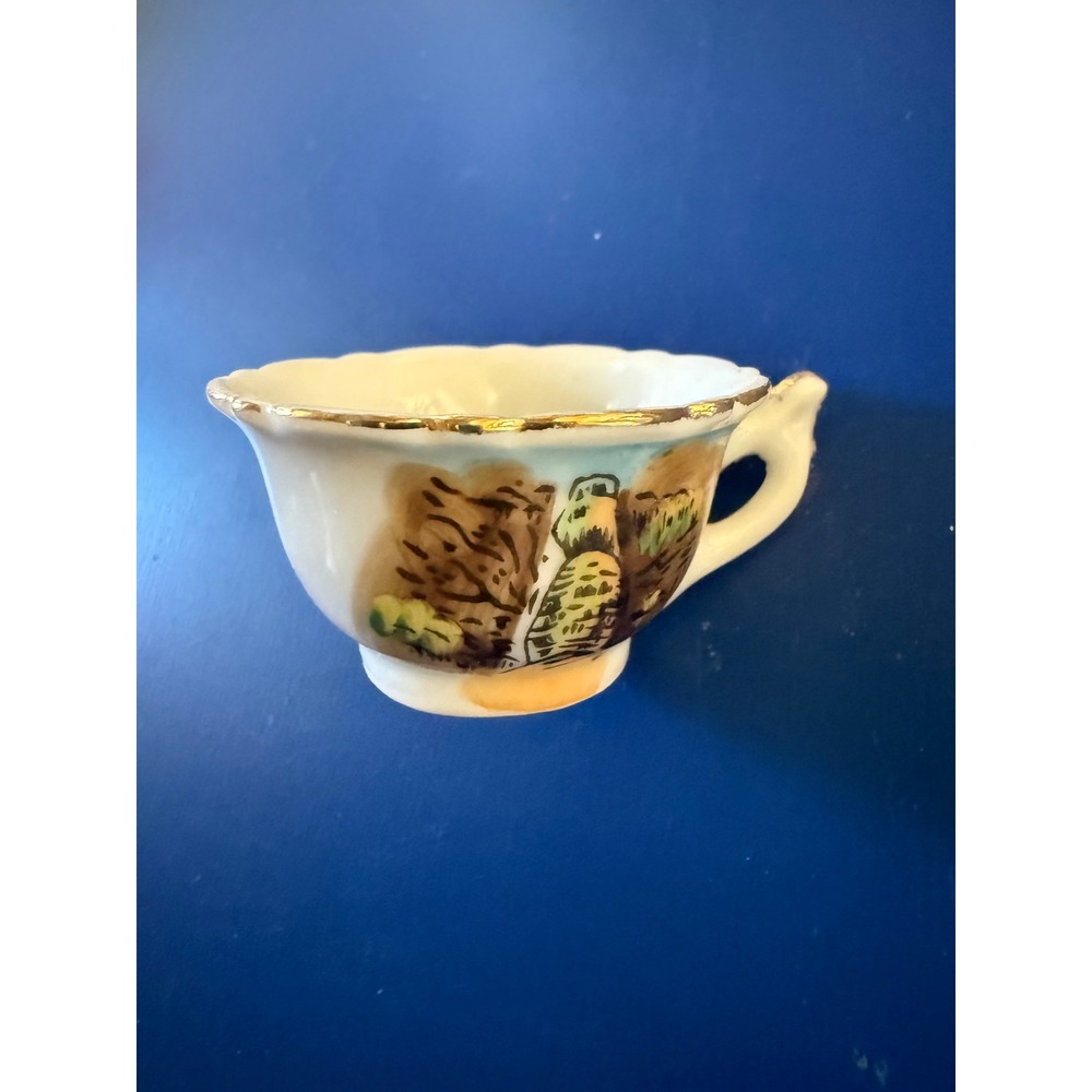 Nico Japan Teacup Demitasse Gold Trim Scenic Design Collectible Small